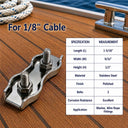 T304 Stainless Steel Duplex 2-Post Cable Wire Clamp, Wire Rope Clip Cable Clamp for Railing, Rigging - PACK 4