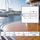 Marine Boat T316 Stainless Steel T Anchor Fitting for 1/8" 3/16" Cable, Hand Swage Wire Rope Terminal for Deck, Rail - PACK 4