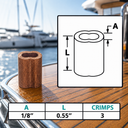 Copper Crimping Loop Sleeve for Wire Rope, Double Barrel Ferrule Cable Sleeves for Rigging, Railing, Loop Ends - PACK 10