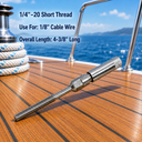 1/8" 3/16" Wire Cable Deck Railing Swageless Threaded Short Stud, Stainless Steel Cable Rail Terminal Fitting for Deck - PACK 4