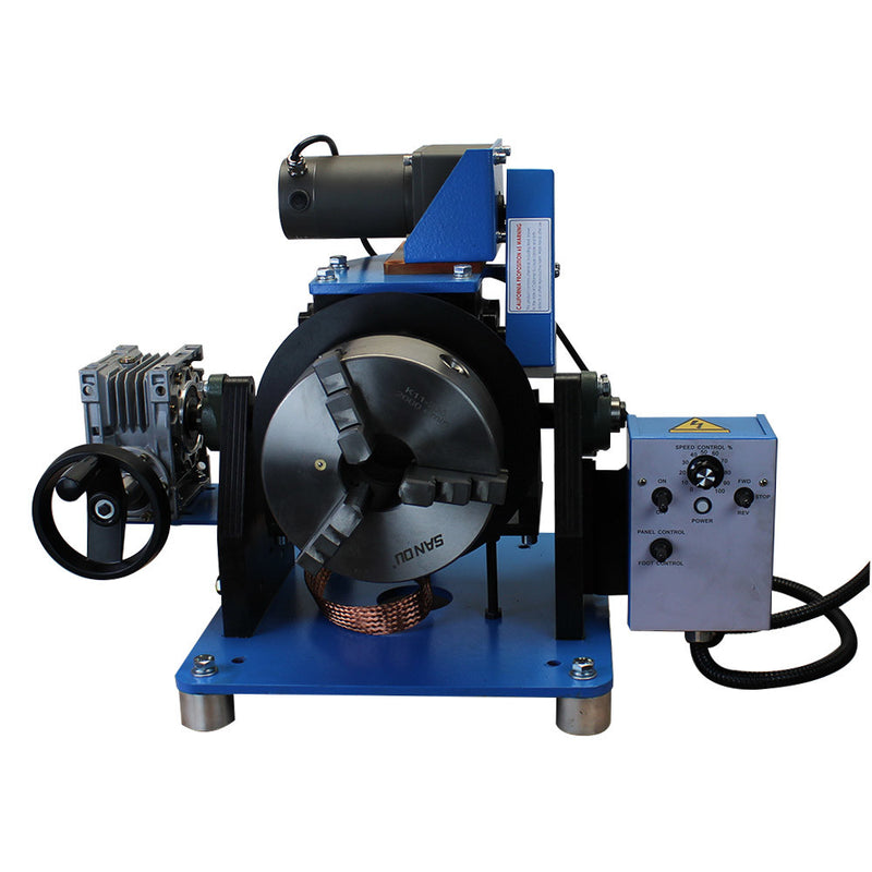 8" Chuck Hollow Welding Positioner 100-200 LBS Positioning Turn Rotary Table Tilt 0-90