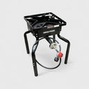 80,000 BTU Portable Propane Gas Stove Burner, 15" x 15" Cooking Surface with Gas Regulator, Adjustable Height 19–28" Outdoor Cooker for Camping & Outdoor Cooking