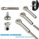 T316 Stainless Steel Swage Eye Terminal Ends, Cable Wire Rope Fittings for Marine, Railing, and Rigging Use - PACK 5