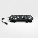 1500W 120V - 60Hz Double Electric Burner, 18" x 9.5" Black Portable Electric Hot Plate with Adjustable Temperature, Compact Countertop Stove for Cooking & Dorm Use