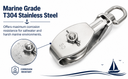 4 Pcs Marine T304 Stainless Steel 2" Sheave Snatch Block 1,200 Lbs WLL For 3/8" Cable Wire Rope