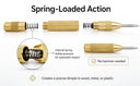 5” Automatic Center Punch Tool, Brass Body Metal Marking Punch for Jewelry Making, Leather Hole Punching & Woodworking