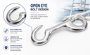Marine T316 Stainless Steel 5"L Open Eye Bolt Snap Hook Snap Lock