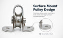 4 Pcs Marine Boat Pulley Block 1/4" Surface Mount – T304 Stainless Steel Sheave Block for Sailboat, Dock & Rigging Hardware, Corrosion Resistant Marine Grade Pulley