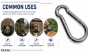 5 Pcs Marine T316 Stainless Steel 1/2" Carabiner Spring Snap Hook Marine 800 Lbs WLL