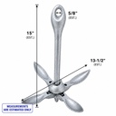 Folding Grapnel Anchor Hot Dipped Galvanized Steel, Boat Anchor for Yacht, Docking, Mooring, Fishing, Kayak, Canoe, and Marine Use