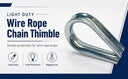 10 Pcs Marine T316 Stainless Steel 3/32" Wire Rope Thimble Commercial Light Duty Type