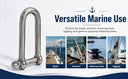 Marine T316 Stainless Steel 1/4" Captive Pin Long D Shackle 750 Lbs WLL