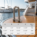 5 Pcs Marine Boat Stainless Steel 316 Eye Screw Pin Long D Shackle, Sailing Rigging Connector for Rope, Chain, and Cable