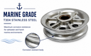 Marine T304 Stainless Steel Brass Bushing 3" Sheave Wire Rope Pulley For 3/16" Rope