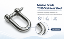 Marine T316 Stainless Steel 1/2" D Chain Shackle with Screw Pin 1,600 Lbs WLL