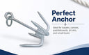 1KG Grapnel Anchor Hook – Hot Dipped Galvanized 4-Flute Folding Grappling Anchor with Ring, 11.5" Marine Anchor for Kayak, Small Boat, Fishing, Yacht