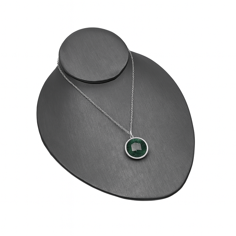Slate Gray Leatherette Necklace Pendant 8-1/2&