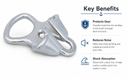 T316 Stainless Steel Anchor Chain Lock – Marine Boat Chain Stopper for 10-12mm/0.39-0.47" Rope or Chain, Corrosion Resistant