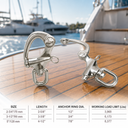 T316 Stainless Steel Marine Boat Swivel Eye Snap Shackle, Bail Sailboat Quick Release Rigging Hardware