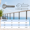 5 PC 316 Stainless Steel Swage Eye Terminal Ends, Cable Wire Rope Fittings for Marine, Railing, and Rigging Use