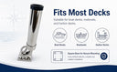 Marine T316 Stainless Steel 9" Adjustable Fish Rod Holder Deck Mount 360 Degrees