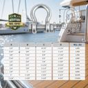 Mil Spec T316 Stainless Steel Bolt Pin Anchor Shackle, Non-Magnetic Drop Forged Marine Rigging Shackle for Boat and Chain
