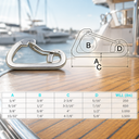 T316 Stainless Steel Harness Clip Spring Gate Snap Hook, Carabiner Hook for Marine, Boat, Rope, Chain, and Outdoor Hardware