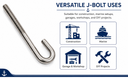 Marine Boat J Bolt Spring Hook J-Bolt J Hook Stainless Steel T316