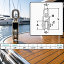 Marine T304 Stainless Steel Sheave Square Block for Wire Pulley, Rope Cable Pulley Block for Dock, Deck, Yacht - PACK 4