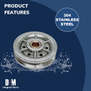 Marine Boat 5" Sheave Wire Rope Pulley, Brass Bushing T304 Stainless Steel