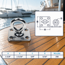 Boat Deck T316 Stainless Steel Square Pad Swivel Eye, Marine Rigging Lift Hardware for Rope, Chain - PACK 4