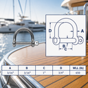 Wide D-Shackle with Screw Pin Marine Grade T316 Stainless Steel, Heavy Duty Anchor Rigging Shackle for Boat, Dock - PACK 4