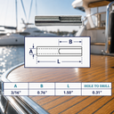 Marine Boat T316 Stainless Steel T Anchor Fitting for 1/8" 3/16" Cable, Hand Swage Wire Rope Terminal for Deck, Rail - PACK 4