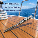 1/8" 3/16" Wire Cable Deck Railing Swageless Threaded Short Stud, Stainless Steel Cable Rail Terminal Fitting for Deck - PACK 4
