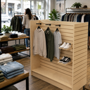 Shaped Slatwall Gondola Display 48" W x 24" D x 54" H, Double Sided Retail Floor Merchandising Fixture for Store, Boutique, Trade Show, and Showroom