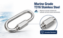 50 Pcs Marine T316 Stainless Steel 5/32" Quick Link Shackle 250 Lbs WLL