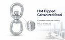 5/8" Eye & Eye Swivel for Marine Boats – Hot Dipped Galvanized Mooring Connector 5,200 lbs WLL