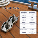 T304 Stainless Steel Duplex 2-Post Cable Wire Clamp, Wire Rope Clip Cable Clamp for Railing, Rigging - PACK 4