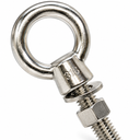 T316 Stainless Steel Marine Shoulder Eye Bolt, 3/8" Fully Threaded Eye Screw in 4", 6", and 12" Lengths