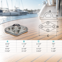 304 Stainless Steel Diamond Pad Eye Plate, Hammock Rigging Boat Deck Hardware for Rope, Chain, Cable, and Outdoor Mounting