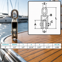 Marine T304 Stainless Steel Sheave Square Block for Wire Pulley, Rope Cable Pulley Block for Dock, Deck, Yacht - PACK 4