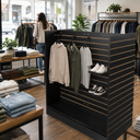 Shaped Slatwall Gondola Display 48" W x 24" D x 54" H, Double Sided Retail Floor Merchandising Fixture for Store, Boutique, Trade Show, and Showroom