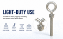 10 Pieces Stainless Steel 5/16" x 2" Turned Eye Bolt Rigging Ring Loop Lift Mount Fully Threaded 90 Lb Cap