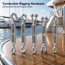 Galvanized Drop Forged Carbon Steel Turnbuckle, Rigging Tensioner for Cable, Wire Rope, Chain, and Outdoor Hardware