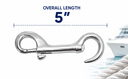 Marine T316 Stainless Steel 5"L Open Eye Bolt Snap Hook Snap Lock