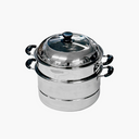 2 Tier 11"/28cm Stainless Steel Steamer Set Stackable Steam Pot with Glass Lid