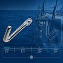 Marine Boat Stainless Steel Tack Hook, Rigging Lifting Hook Hardware for Boat, Dock, Chain, Cable, Rope, and Marine Applications