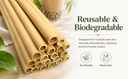 100 Pc Hand Crafted Organic 8" Biodegradable, Reusable Bamboo Drinking Straws