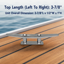T316 Stainless Steel Low Flat Cleat for Marine Boat, Flat Top Dock Deck Rope Tie Down Cleat for Yacht, Mooring Line - PACK 4