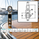 Marine T304 Stainless Steel Sheave Square Block for Wire Pulley, Rope Cable Pulley Block for Dock, Deck, Yacht - PACK 4